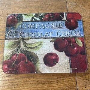 French Cherry and chocolate ceramic cutting board or use it as a decoration